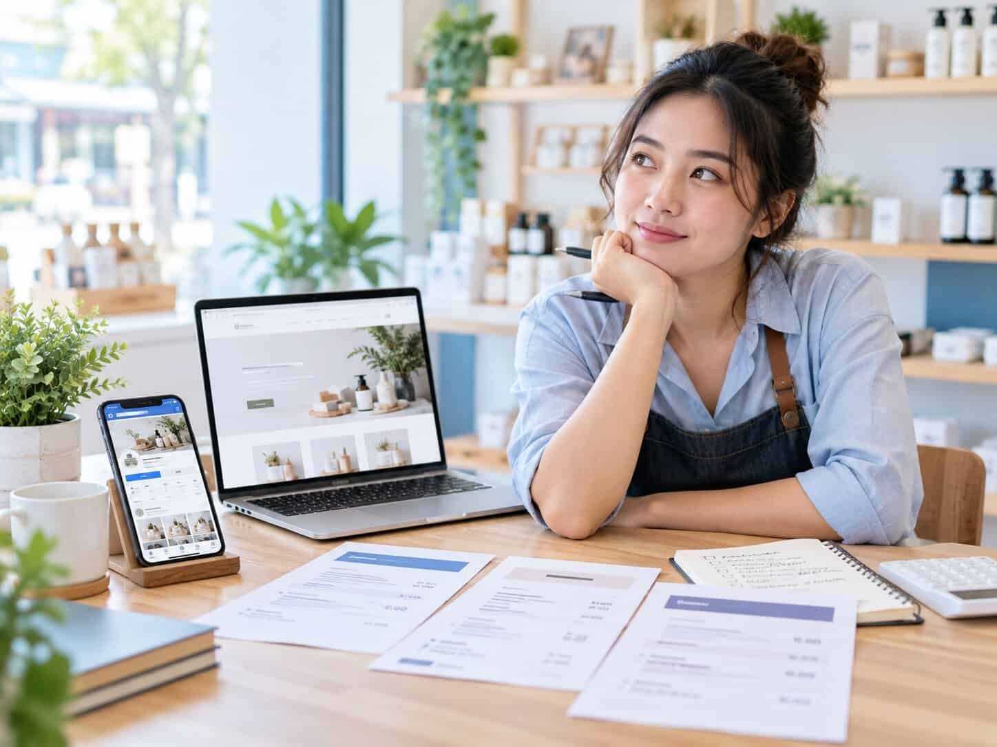 Business owner weighing up website quotes